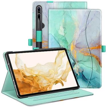 Imagem de Fintie Capa para Samsung Galaxy Tab S10+/S9+/S8+/S7 FE/ S7+ 12,4 polegadas, capa protetora de visualização em vários ângulos com bolso, hibernar/despertar automático, esmeralda