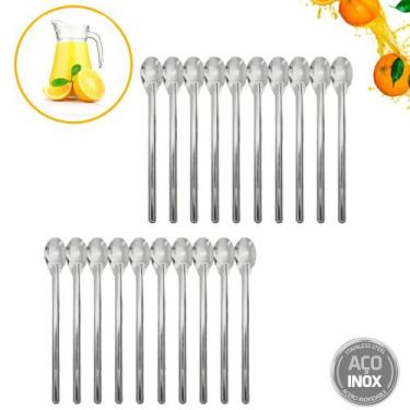 Imagem de Kit 10 Colher Longa Para Suco 20cm Inox Mexer Drink Coquetel - Origina