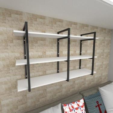 Imagem de Prateleira industrial para Sala aço cor preto prateleiras 30 cm cor br