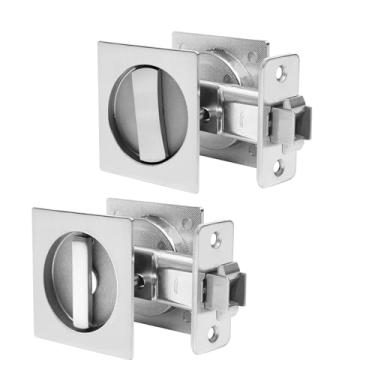 Imagem de Dontay Fechadura de passagem de porta de bolso, rotação dupla face, trava de privacidade (cama/banho), descarga, alavanca de bloqueio grande, ferragens para porta de espessura de 3,5 a 6 cm (2, níquel