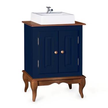 Imagem de Gabinete para Banheiro 2 Portas com Cuba Dália 3057 Linz Móveis, Azul 