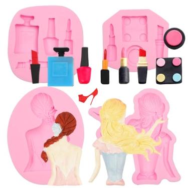 Imagem de Moldes de silicone para cabeça de menina, design de maquiagem, moldes de chocolate, batom, perfume, salto alto, ferramentas de maquiagem para o dia dos namorados, decoração de bolos, enfeite de
