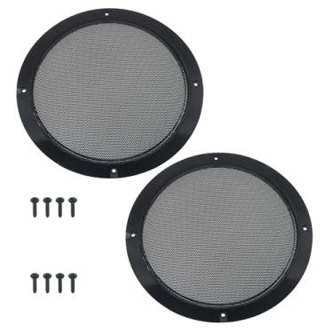 Imagem de GWYAN 2 peças de 20 cm de plástico preto para subwoofer de rede decorativa Woofer grade protetora capa protetora para instalação de alto-falante de carro e áudio doméstico