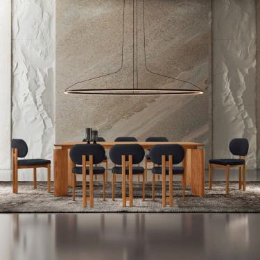 Imagem de Conjunto Mesa de Jantar Nala 220cm Madeira Tampo Laminado com 8 Cadeiras