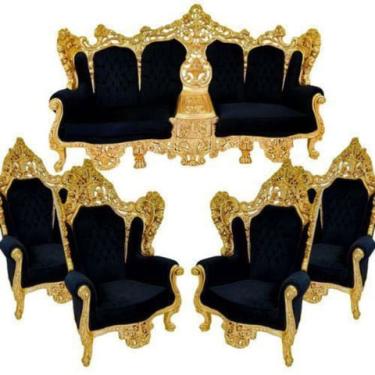 Imagem de Jogo de Sofa Palaciano Rico Entalhes Folha Ouro