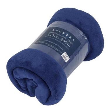 Imagem de Manta Quentinha Queen Fleece Liso Azul Marinho Andreza Soft - Andreza 