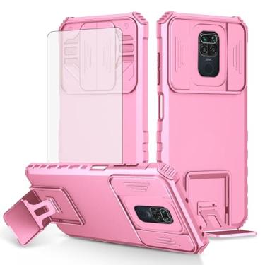 Imagem de Asuwish Capa de telefone para Xiaomi Redmi Note 9 / Redmi 10X 4G com protetor de tela de vidro temperado e capa de câmera deslizante suporte suporte à prova de choque acessórios de celular macio Redme