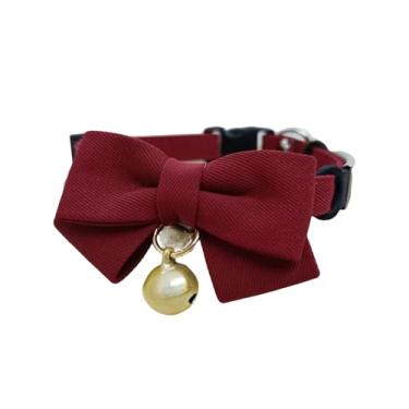 Imagem de Linda coleira para animais de estimação com laço e sino, coleira de identificação de gato, etiqueta de identificação de cachorro, coleira separatista para gatinhos e filhotes, animais de estimação