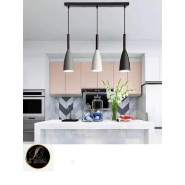 Imagem de Pendente Trio De Alumínio 3 cores E27  Cabeceira ,Bancada, Quarto Sala