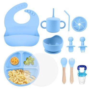 Imagem de Conjunto de alimentação para bebês SHGMEET Silicone Self Feed 6m+ (azu
