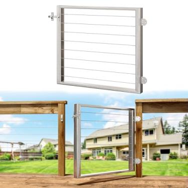 Imagem de Deck Man Portão De Corrimão De Cabo Para Sistema De Corrimão De Cabo De Madeira E Metal, Portão De Cerca De Aço Inoxidável (Lado Esquerdo No Balanço, Prateado)