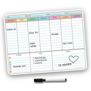 Imagem de Ímã De Geladeira Porta Recados Anotações Planner Com Caneta