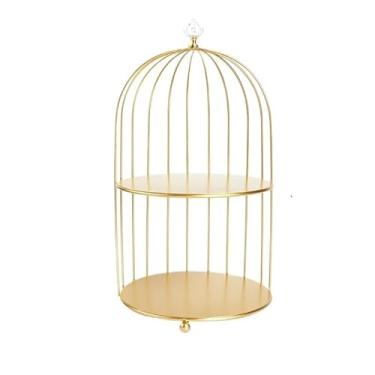 Imagem de Suporte para Bolo Gaiola de ferro para bolo, estante de armazenamento de cosméticos, acabamento, mesa de sobremesa, casa, festa de casamento, expositor de cupcake Suporte para Sobremesa(Grande)