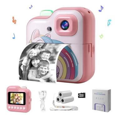 Imagem de Câmera infantil com impressão instantânea para crianças de 3 a 12 anos, câmera digital de impressão instantânea com vídeos de 1080p, câmera de viagem portátil para crianças, presentes de aniversário