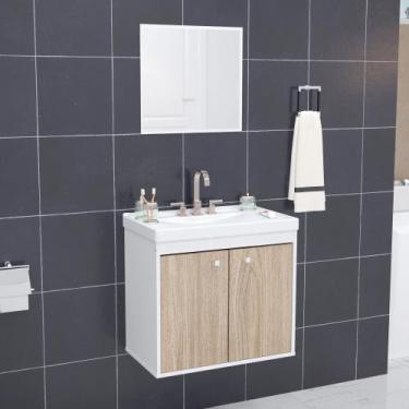 Imagem de Kit Gabinete Banheiro Armario Cuba Pia Com Espelheira Bergamo - Riverz