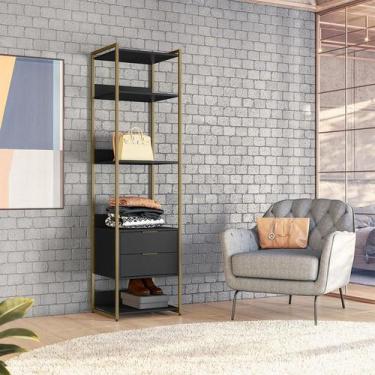 Imagem de Guarda-Roupa Closet Industrial Mital 2 GV Preto e Dourado 54 cm - Mobl