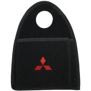 Imagem de Lixeira Lixinho Automotiva Carro Carpete Bordado Mitsubishi para Câmbio Preta