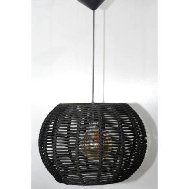 Imagem de Pendente Luminária Lustre Teto Bola Grande Corda 41x28 Com Fio - Fibra
