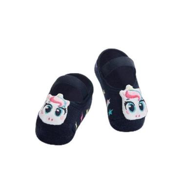 Imagem de Meia Sapatilha Antiderrepante com Aplique Bebê Menina Unicórnio - Puke