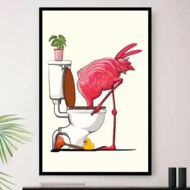 Imagem de Genérico, Quadro Banheiro Flamingo Lavabo Decorativo A3 35x45cm