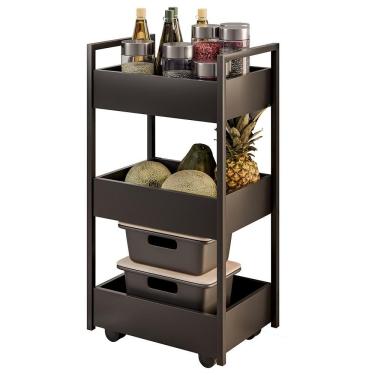 Imagem de Carrinho Organizador Fruteira 3 Prateleiras Industrial Liss M24 Preto-preto - Mpozenato