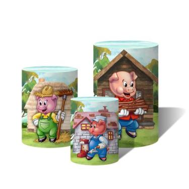 Imagem de Trio Capas Para Cilindro Versátil Lobo mal e os Três Porquinhos Flores