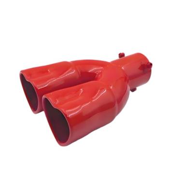 Imagem de OtpOutopa Ponta De Escape Dupla Com Entrada 2,5", Modificação Universal Cano Carro, Silenciador Aço Inoxidável, Decoração Ajustável Em Formato Coração (Reta, Vermelha)