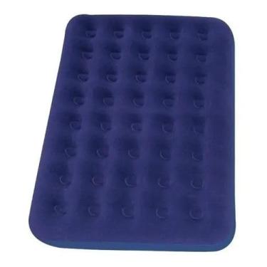 Imagem de Colchão Inflável de Casal Veludo Premium Suporta 300kg Camping Visitas Flutuante Multiuso Resistente