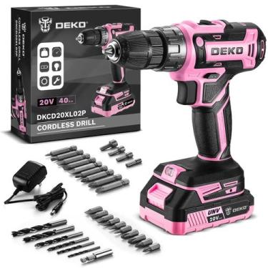 Imagem de Conjunto de furadeiras elétricas sem fio Power Drill DEKO PRO 20V rosa