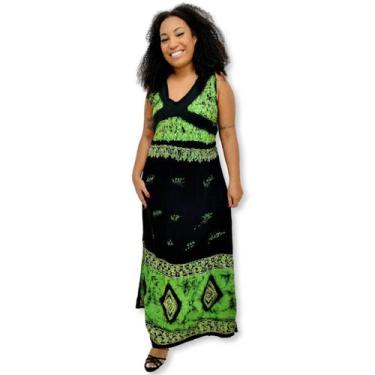 Imagem de Vestido Longo Indiano Regata Bordado Batik com Renda 1015 - Sarat Moda