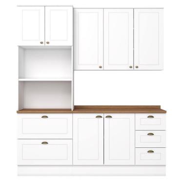 Imagem de Cozinha Modulada Americana 3 Peças Com Torre Quente 2 Fornos Branco/nature - Móveis Henn Branco/nature