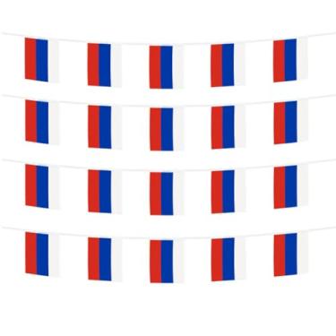 Imagem de FFILL 20 pés 20 bandeiras bandeira russa, mini bandeira da Rússia, faixa pequena, para festas, lojas e bares decorações para apoiar a Copa do Mundo e celebrações do Dia Internacional. Bandeiras