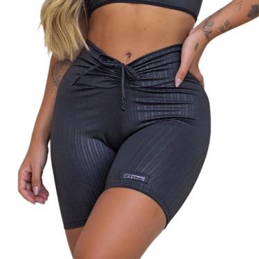 Imagem de Short Levanta Bumbum Cirre Academia Feminino - CR FITNESS, Preto, GG, 