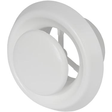 Imagem de Difusor de ar de plástico branco universal de 10 cm - Grade de ventilação macia - Válvula ajustável para fluxo de ar ideal - Entrada e exaustão de ar silenciosas - Ventilação interna - Capa de duto