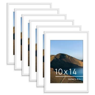 Imagem de Conjunto de 6 porta-retratos PEALSN brancos 10x14 para parede/mesa
