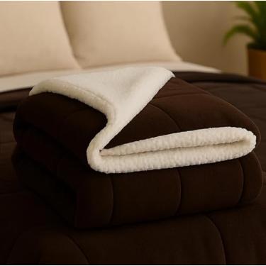 Imagem de Edredom Queen & Cobredom Casal - Kit Aconchegante com Forro Sherpa e Estampas Exclusivas para Inverno(tabaco)