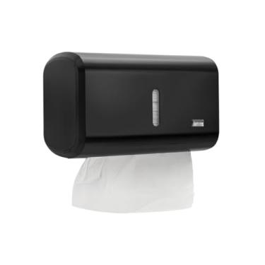 Imagem de Dispenser Papel Toalha Interfolhado Design Moderno Segurança Economia Banheiro Clínicas Consultórios Escritórios Comércios Visor Chave Proteção (1, Preto)