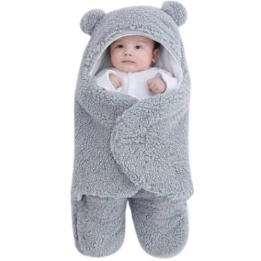 Imagem de Saco de Dormir para Bebê com Sherpa Macio 64cm – Unissex para Menino e Menina – Quentinho, Aconchegante, Térmico, Ideal para Noites Frias – Antialérgico, Seguro e Confortável (Cinza)