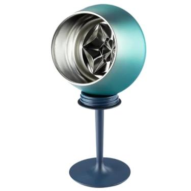 Imagem de Taça Térmica Prismática Aço Inoxidável 410ml, Copo e Taça 2 em 1 com Haste Removível, Parede Dupla com Isolamento a Vácuo, Vinho, Gin, Base de Silicone Não Arranhar, Lava-Louça, Marca ATM (Verde)