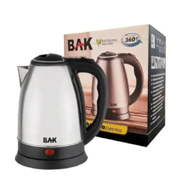Imagem de Chaleira Elétrica BAK 1.8 Litros, Modelo Inox Preta, Voltagem 110V, com Base Rotacional Removivel 360° e Auto Desligamento, Jarra Bule