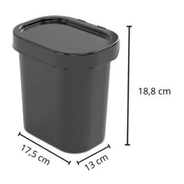Imagem de Lixeira compacta pia preta 2,5lt plasutil