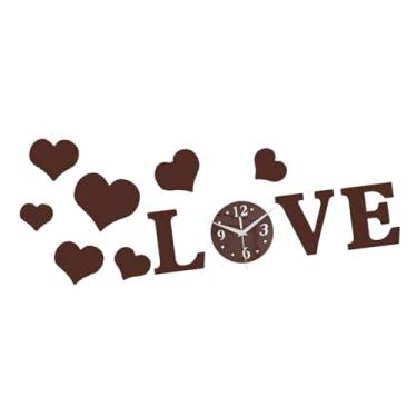 Imagem de IEUDNS Relógio de parede com adesivo de coração de amor, decalque de relógio de parede, arte criativa, decoração silenciosa para casa, quarto, escritório, CafÉ