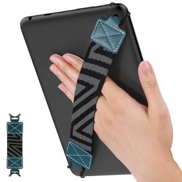 Imagem de MoKo Alça de mão de segurança para tablet de 9 a 11 polegadas, iPad/iPad Pro/iPad Air/Kindle Fire HD/Samsung, alça de mão versátil de alta elasticidade, suporte de dedo leve, azul lago