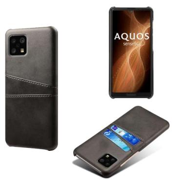 Imagem de Capa compatível com Sharp Aquos Sense 6, capa de couro PU - Capa de telefone fina à prova de choque com 2 compartimentos para cartão, proteção anti-impressão digital e antiqueda, couro sintético de