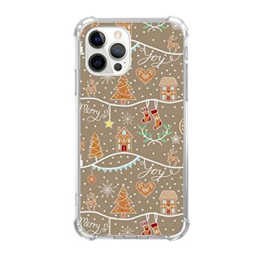 Imagem de Capa vintage de árvores de natal casas, elementos de rena para iPhone 14 Pro Max, capa fofa de presente de meia de Natal para meninas meninos mulheres homens, capa bumper de TPU macio para iPhone 14 Pro Max