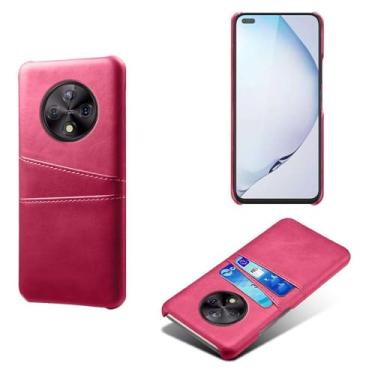 Imagem de Capas Compatível com Honor Play 50 Plus,Caso de couro PU-Tampa de telefone a prova de choque com 2 slots de cartão,Proteção anti-impressão digital e anti-gota-Rose Red