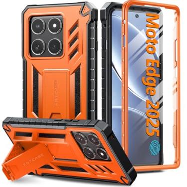 Imagem de FNTCASE Capa para Motorola Edge 2025: capa móvel de proteção à prova de quedas de nível militar com suporte | TPU texturizado fosco resistente à prova de choque | Capa protetora resistente para