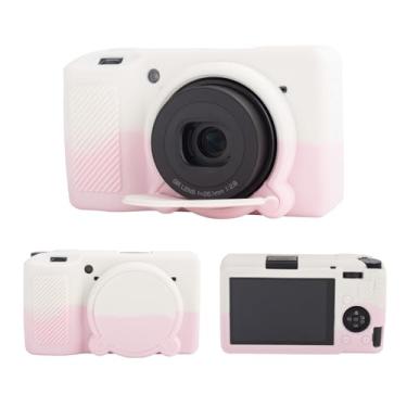 Imagem de MUZIRI KINOKOO Capa de silicone compatível com câmera Ricoh GR III/GR III X, borracha macia e leve GR III/GR IIIX /GR3, acessórios de capa protetora com lente removível - rosa e branco
