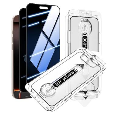 Imagem de Tijotsushi Protetor de tela de privacidade de vidro temperado 4 vias todos os ângulos para iPhone 14 Pro Max, remoção automática de poeira anti-espião de 360°, alta definição, cobertura total, sem