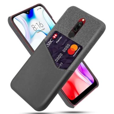 Imagem de Capa para Xiaomi Redmi 8,Tela e tampa de couro PU,Antideslizante,360°cobertura completa à prova de choque com 1 slot de cartão atrás,Prevenção de queda-Gray
